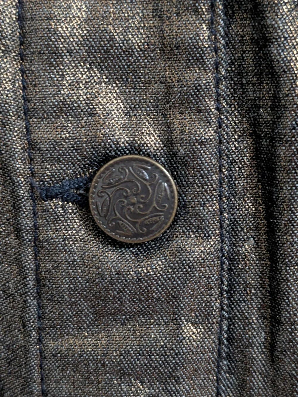 Chico's Metallic Embellished Button Front Jacket Bronze Bedazzled Women's Large